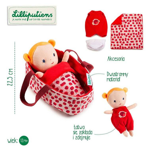 LILLIPUTIENS - Baby doll in a basket with clothes and blanket Aghate 12 m +