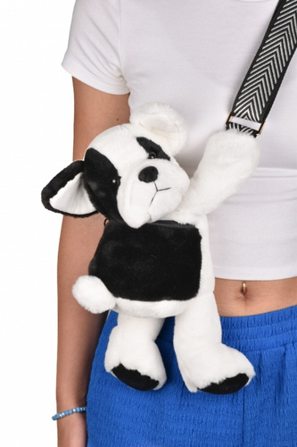 DOUDOU – plush dog shoulder bag, Doudou et Compagnie, black and white