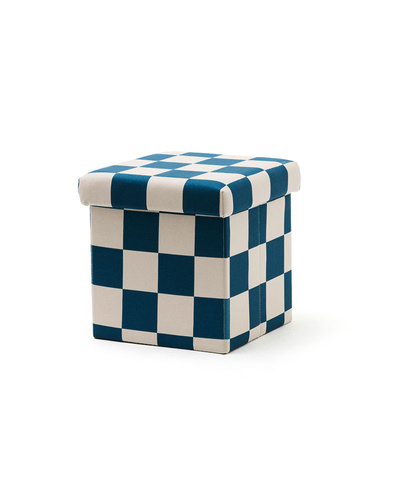 Kid's Concept - Pouffe with storage 30 cm, check teal