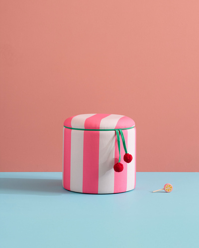 Kid's Concept - pouffe cylinder with storage, pink