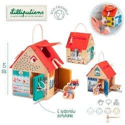 LILLIPUTIENS - Wooden manipulation house with locks Lisek Burglar 3 years +