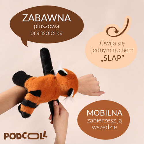 DOUDOU – Podcoll red panda plush slap bracelet, Histoire d'Ours, orange