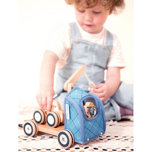 LILLIPUTIENS - Wooden tug with a movable hook and a donkey car Ignace 2 years +