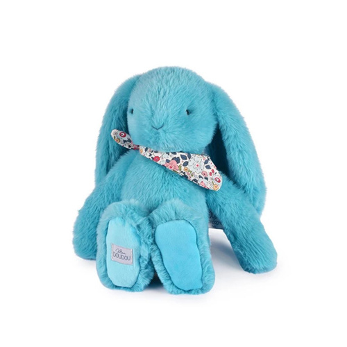 DOUDOU – Lapin Fleurette plush rabbit by Doudou et Compagnie, 35 cm, turquoise
