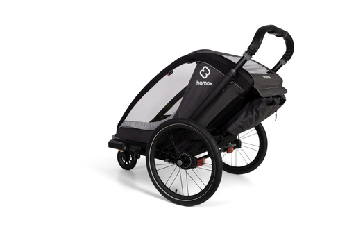 Hamax - Bike trailer for kids COCOON + Jogger wheel , double - Grey/black
