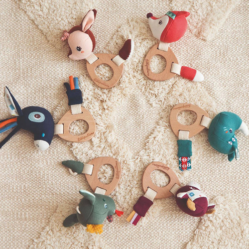 LILLIPUTIENS - Rattle with a wooden teether Alice Fox 3 m + ECO