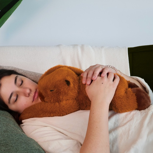 DOUDOU – Podcoll weighted plush capybara by Histoire d'Ours, 50 cm, reddish-brown