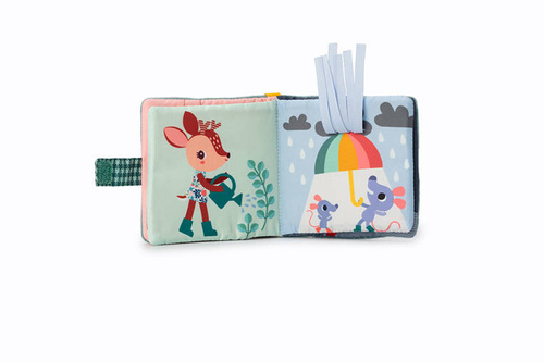 LILLIPUTIENS - Miękka mini-książeczka wielofunkcyjna z silikonowym gryzakiem Smok Joe 6 m+