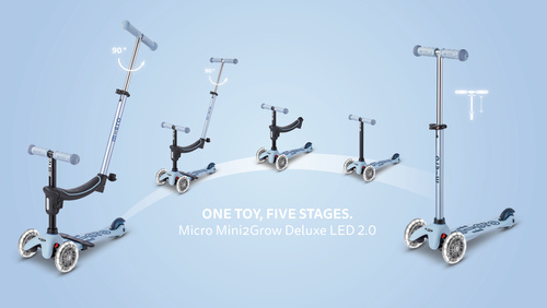 MICRO - Mini2Grow Deluxe LED scooter with handlebar, ocean slate