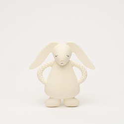 MOONIE - Natural rubber rabbit teether - CREAM