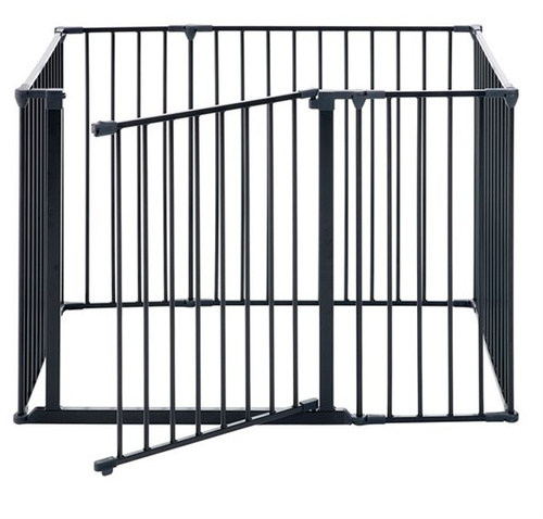 DogSpace - Max Multi Expandable Dog Pen Rectangle With Gate, Black (70x102cm)