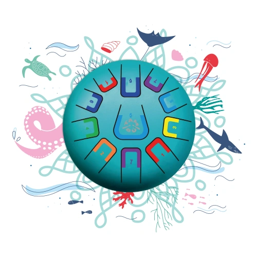 TAMBÚ - 8" tongue drum, 11 tones, under the sea