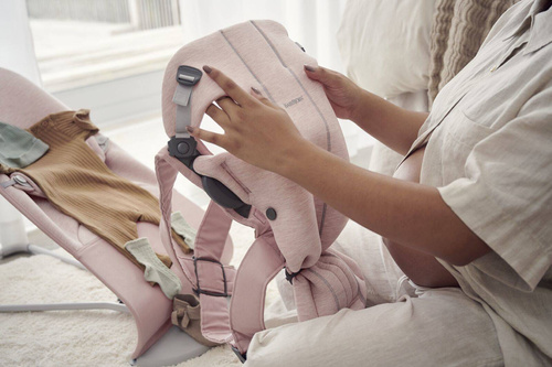 BABYBJORN - Bouncer Bliss - Light grey frame, 3D Jersey, Light pink