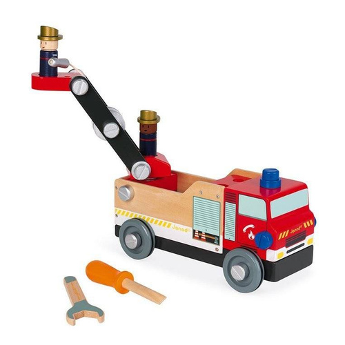 Janod - Wooden fire truck for assembly with Brico'kids tools