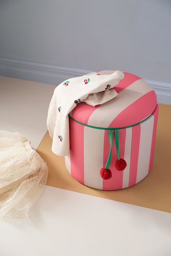Kid's Concept - pouffe cylinder with storage, pink