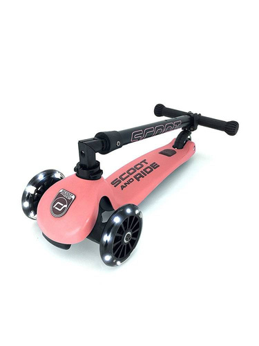 SCOOTANDRIDE - Highwaykick 3 LED - Folding scooter with light-up wheels 3+ Peach