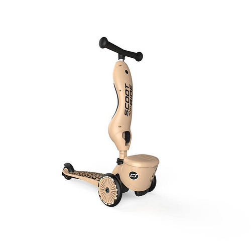 SCOOTANDRIDE Highwaykick 1 Lifestyle 2w1 Jeździk i hulajnoga z zamykanym schowkiem 1-5 lat Leopard