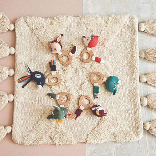 LILLIPUTIENS - Rattle with a wooden teether Alice Fox 3 m + ECO