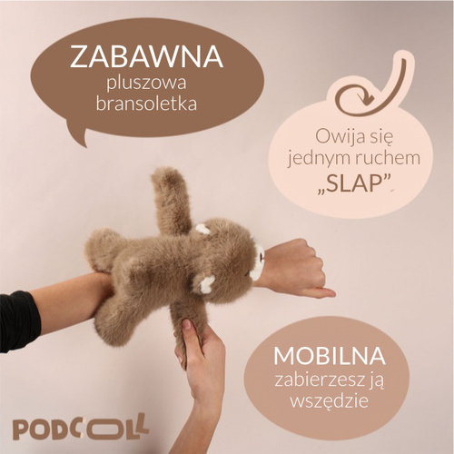 DOUDOU – Podcoll plush bear slap bracelet, Histoire d'Ours, light brown