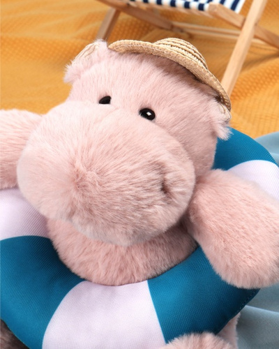DOUDOU – Bubble Beach plush hippo by Histoire d'Ours, 20 cm, powder pink