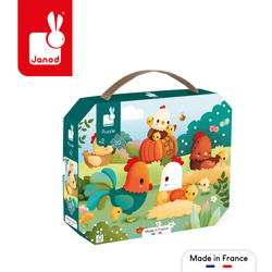 Janod -  Puzzle w walizce Witajcie na farmie 20 elementów 2+
