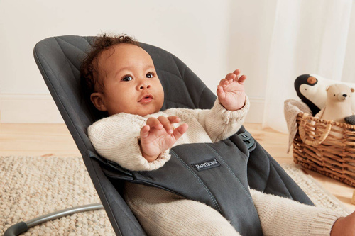 BABYBJÖRN - Bouncer Bliss Woven, Petal Quilt - Anthracite + Toy