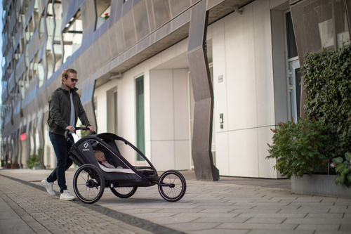 Hamax - Bike trailer for kids COCOON + Jogger wheel , double - Grey/black