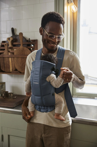 BABYBJÖRN - Baby Carrier MINI Woven, BABYBJORN MINI Woven – nosidełko, Vintage Indigo