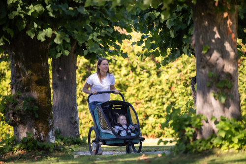 Hamax - Bike trailer for kids COCOON + Jogger wheel , double - Green/black