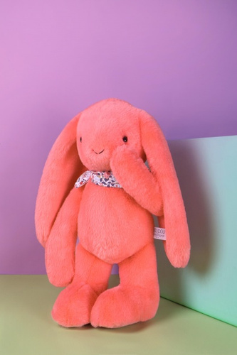 DOUDOU – Lapin Fleurette plush rabbit by Doudou et Compagnie, 50 cm, coral