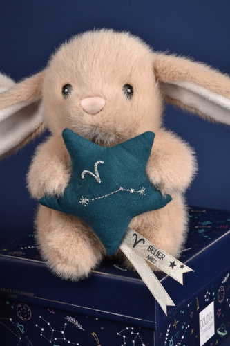 DOUDOU – DOUDOU ASTRO plush rabbit with zodiac sign, Doudou et Compagnie, 12 cm, Aries