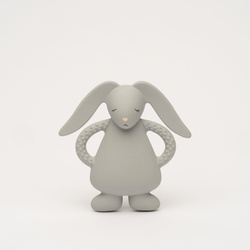 MOONIE 2.0 Set - Humming rabbit with lamp and natural rubber teether - SILVER