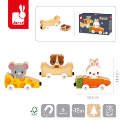 Janod - Magnetic wooden vehicles with pets Farma 18 m+