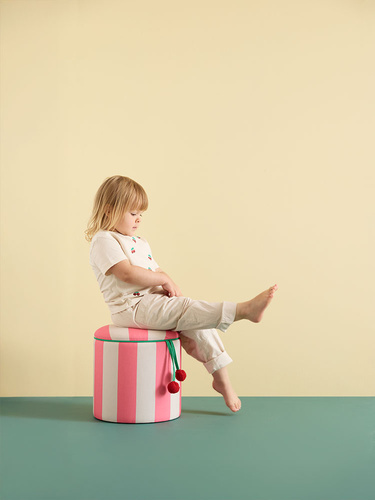 Kid's Concept - pouffe cylinder with storage, pink