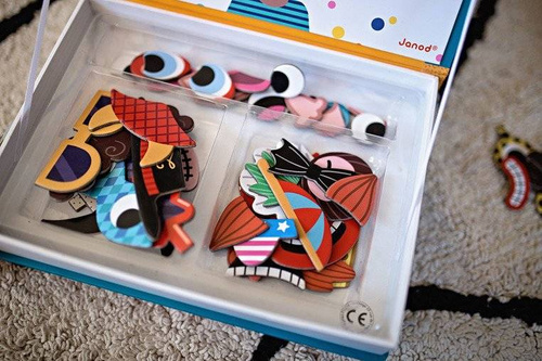 Janod - Magnetic puzzle Funny faces Boy Magnetibook collection 2018