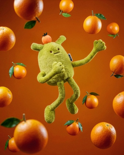 DOUDOU - MIAM! Laurent Jade, 60 cm, green orange