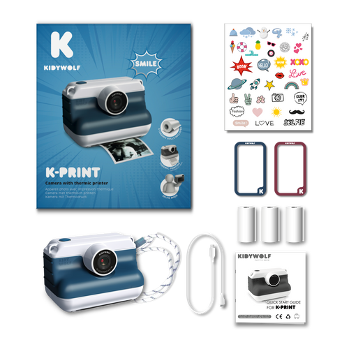 Kidywolf - K-PRINT - camera, thermal printer, blue