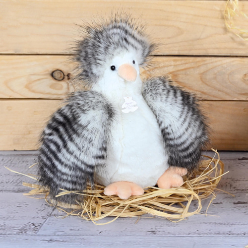 DOUDOU – Poulette plush chicken, Histoire d'Ours, 20 cm, white and grey