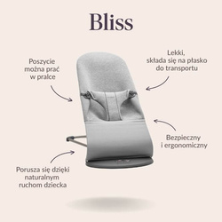 BABYBJORN - Bouncer Bliss -  Light grey frame, 3D Jersey, Light beige
