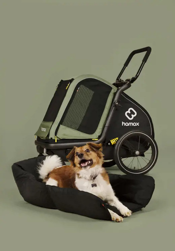 Bicycle trailer for a dog - Hamax Pluto M 35 kg - Green / Black