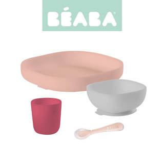 Beaba - Silicone Suction Meal Set Pink