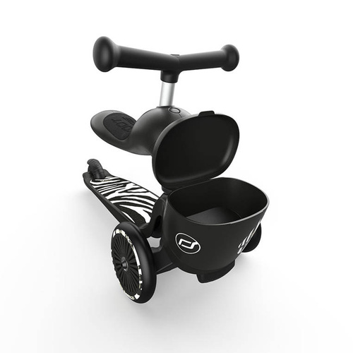 SCOOTANDRIDE Highwaykick 1 Lifestyle 2w1 Jeździk i hulajnoga z zamykanym schowkiem 1-5 lat Zebra