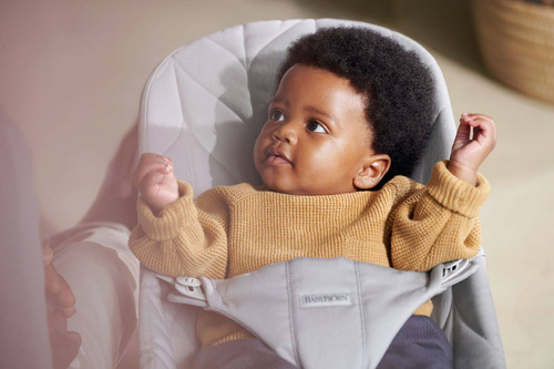 BABYBJÖRN - Bouncer Woven - Light Grey, Petal Quilt