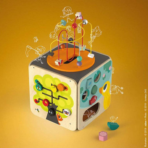 Janod - Multifunctional educational cube with a large loop
