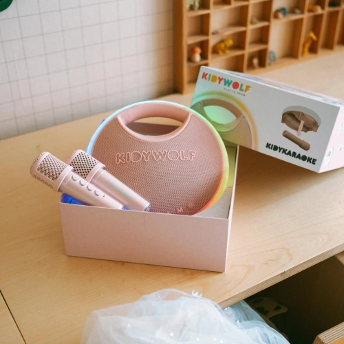 Kidywolf – portable karaoke speaker with microphones Kidykaraoke, pink