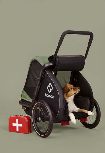 Bicycle trailer for a dog - Hamax Pluto M 35 kg - Green / Black