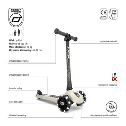 SCOOTANDRIDE - Highwaykick 3 LED - Folding scooter with light-up wheels 3+ Ash