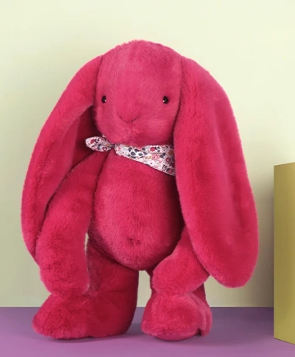 DOUDOU – Lapin Fleurette plush rabbit by Doudou et Compagnie, 50 cm, fuchsia