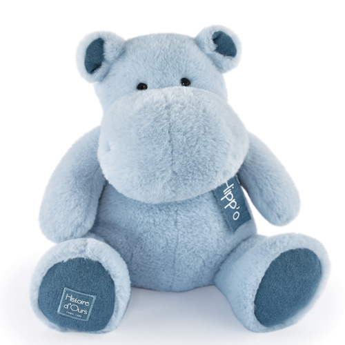 DOUDOU – plush hippo Histoire d'Ours, 40 cm, light blue