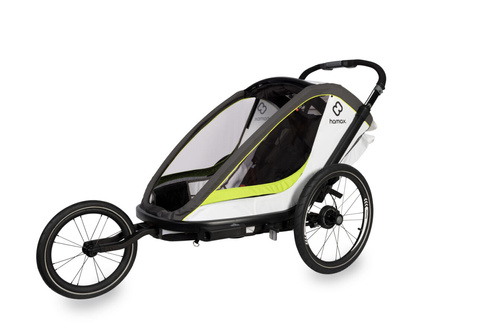 Hamax - Bike trailer for kids BREEZE + Jogger wheel, double - White/green	